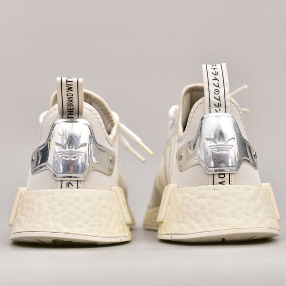 ADIDAS NMD R1 WOMENS SIZE 7 WHITE SILVER METALLIC VELVET VELOUR SHOES - Picture 6 of 8